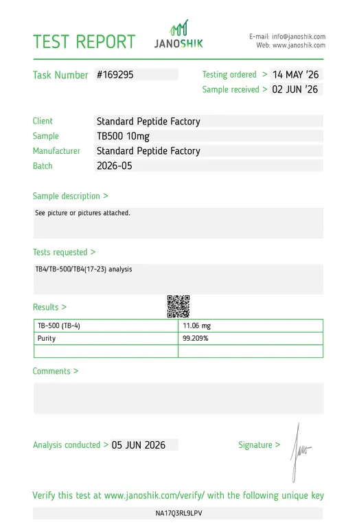 TB500 10mg COA 2026-06-05